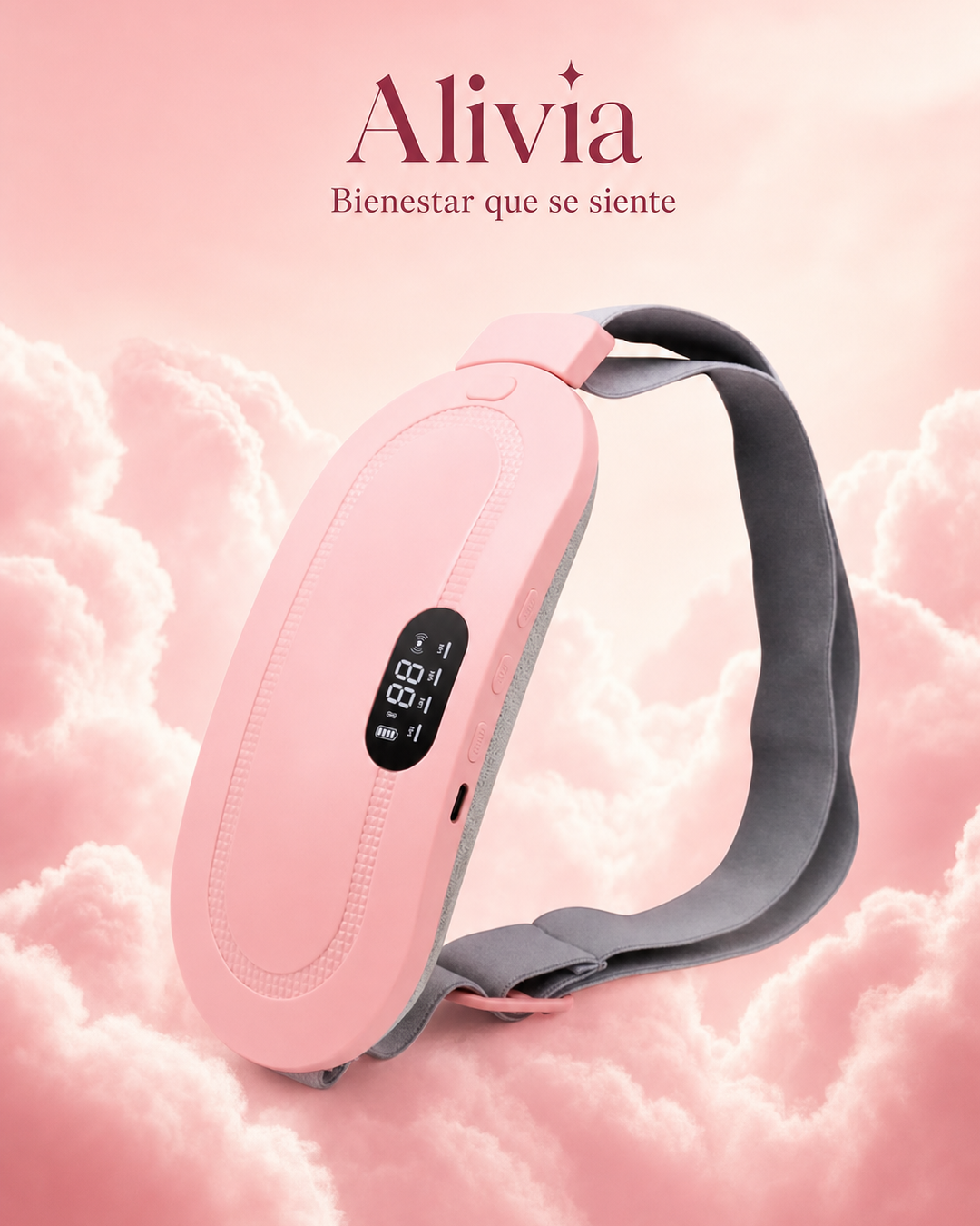 Cinturón Anticólicos Alivia: cinturón térmico rosado para cólicos menstruales